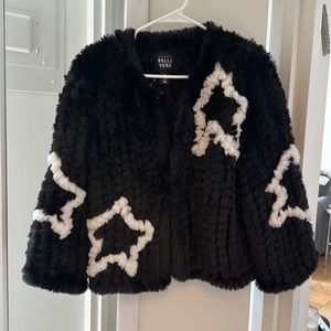 Black faux fur with Stars
